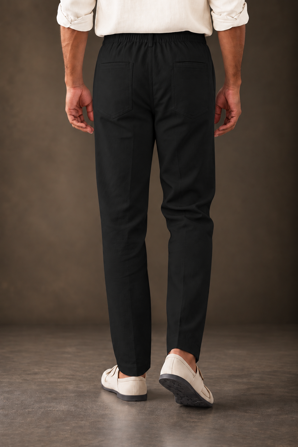 Black Linen Blend Relaxed Fit Pant
