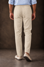 Beige Linen Blend Relaxed Fit Pant