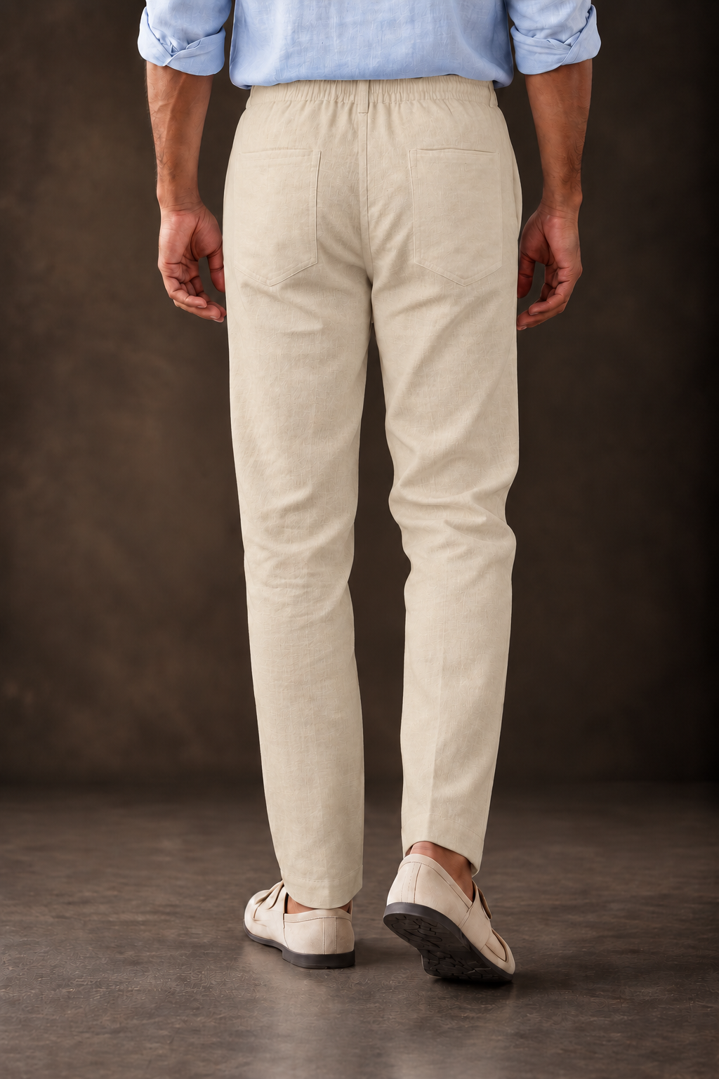 Beige Linen Blend Relaxed Fit Pant