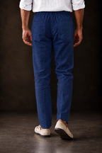 Navy Linen Blend Relaxed Fit Pant