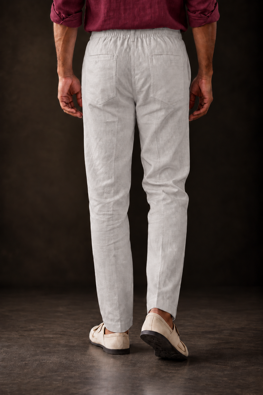 Grey Linen Blend Relaxed Fit Pant