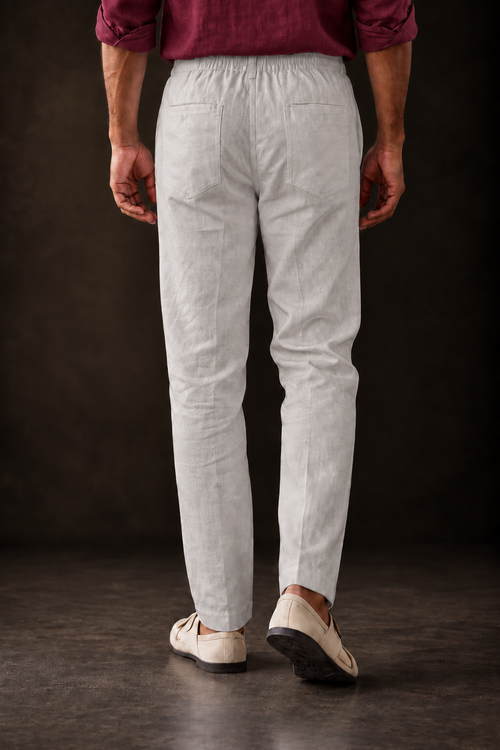 Grey Linen Blend Relaxed Fit Pant