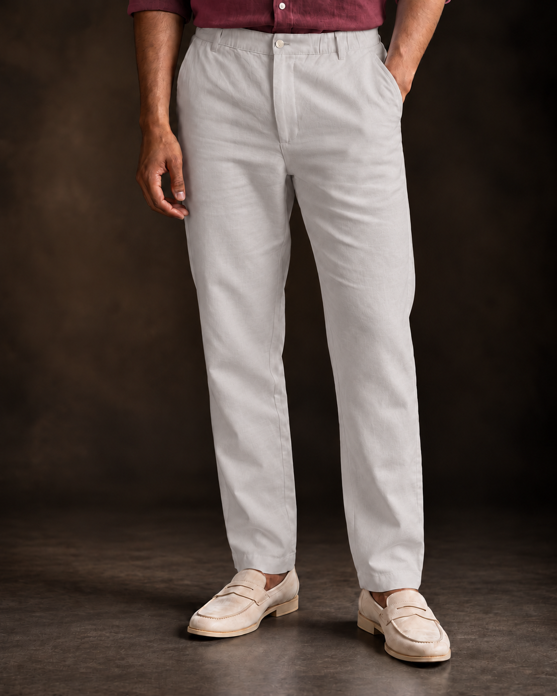 Grey Linen Blend Relaxed Fit Pant