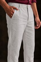 Grey Linen Blend Relaxed Fit Pant
